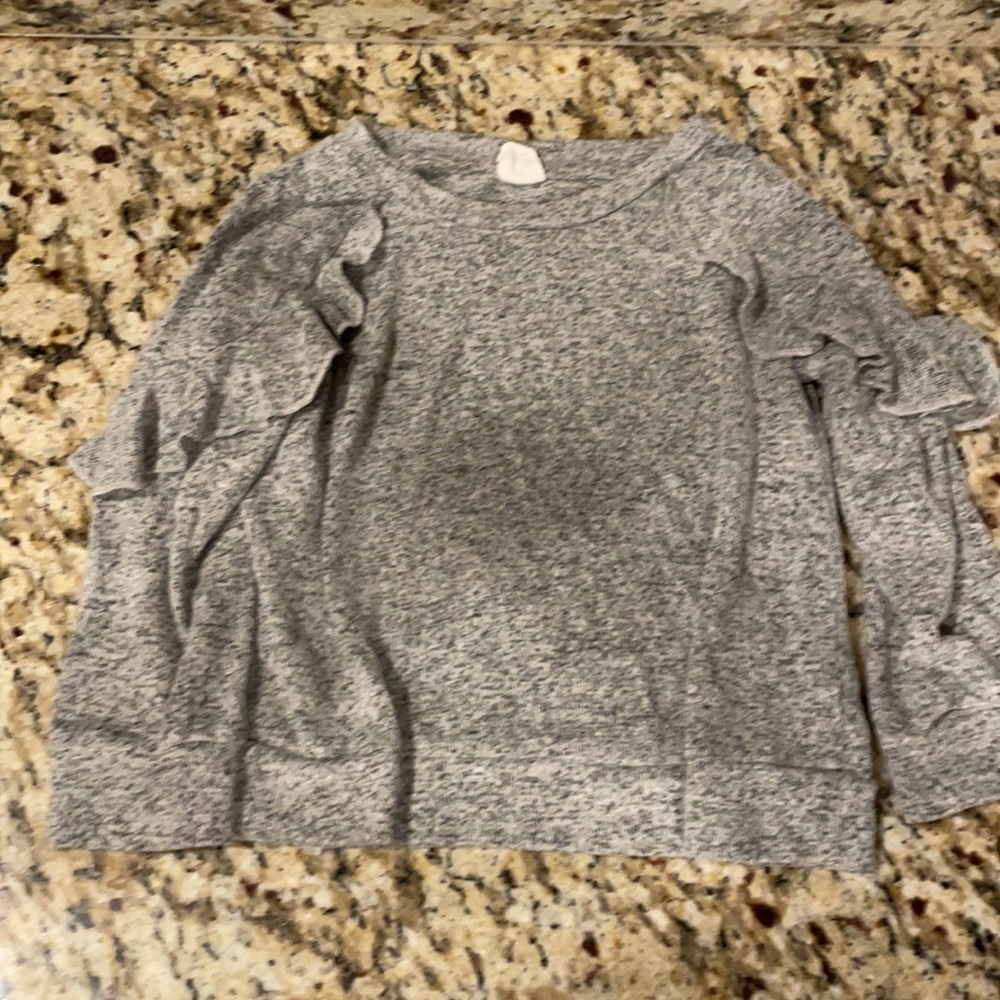 Gap heathered gray ruffle shoulder sweater 3T